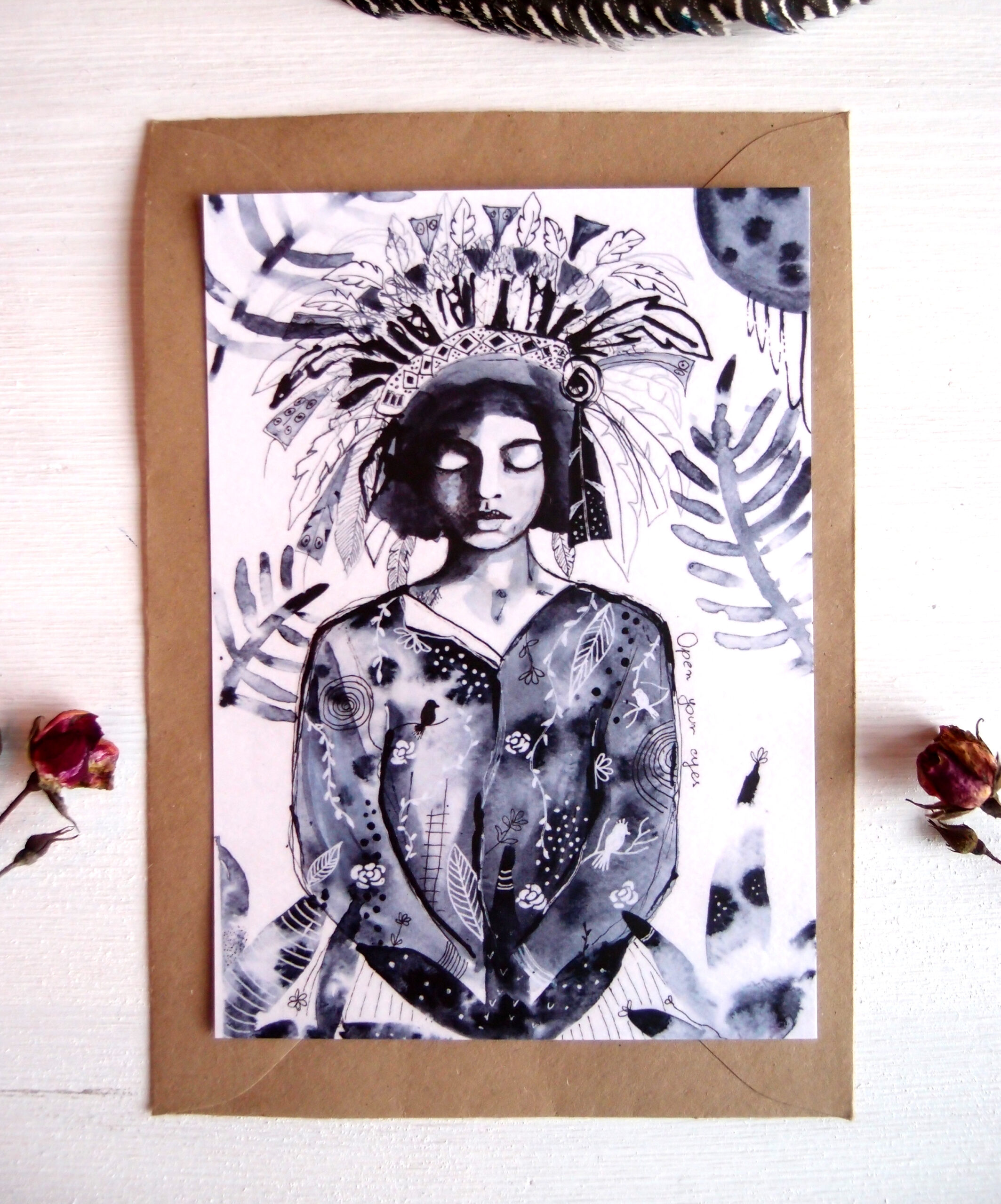 kobieta w medytacji karta pocztowa